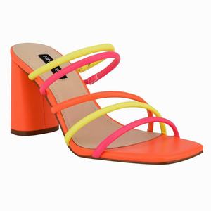 Nine West Girlie Block Heel Slides - Orange/Yellow - Ireland (PW8137059)